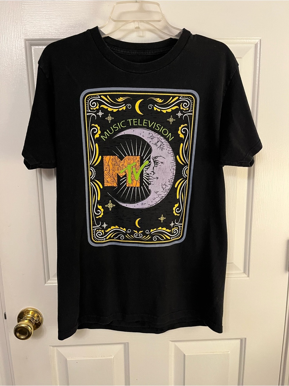 MTV Music Television Tarot Card Crescent Moon T-Shirt M Black Short Sleeve Rare